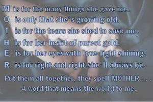 Celebrate mom with one of these mothers day songs and tributes. Our ways of appreciating mom in song and verse have changed over the years.
