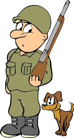 Army guy with gun and dog