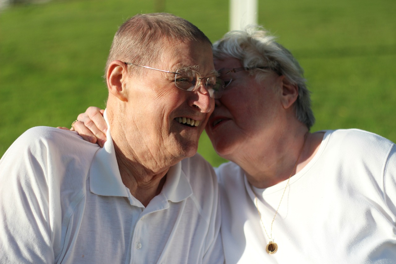 Grandparents sharing a hug