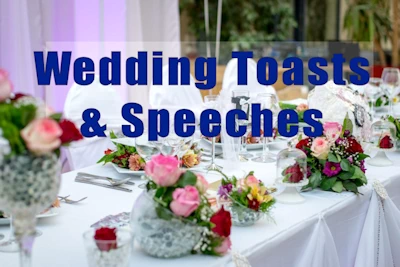 wedding table setting with title wedding toasts and speeches