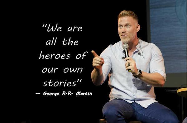 speaker sitting on stool telling a story speaker sitting on stool telling a story