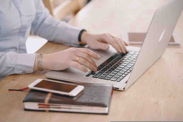 woman working on laptop