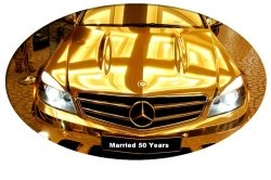 Gold-plated automobile -- a suggested anniversary gift for a significant anniversary.